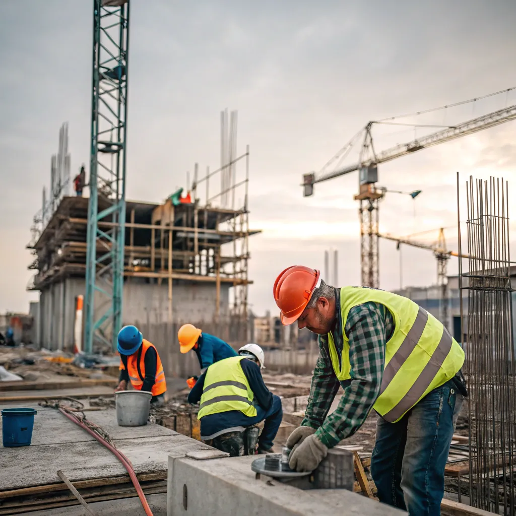 Construction team at work